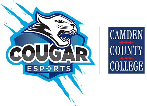cougar esports logo and camden county college logo side by side